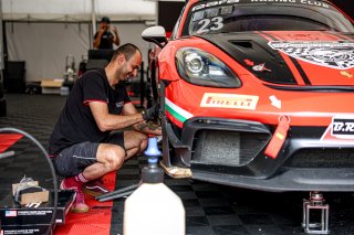 #23 - Overdrive Racing -  MC Overdrive Racing - Pavel LEFTEROV - Stefan BOSTANDJIEV - Porsche 718 Cayman GT4 RS CS - Silver, GT4 European Series, Paddock
 | &copy; SRO / Kevin Pecks 1VIER