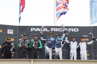Silver podium race one #87 - Matmut Evolution - Hadrien DAVID - Jan DURAN - Toyota GR Supra GT4 EVO 2 #61 - Academy Motorsport - Erik EVANS - Marco SIGNORETTI - Ford Mustang GT4 2024 #17 - L'Espace Bienvenue - Ricardo VAN DER ENDE - Benjamin LESSENNES - B | SRO / JEP