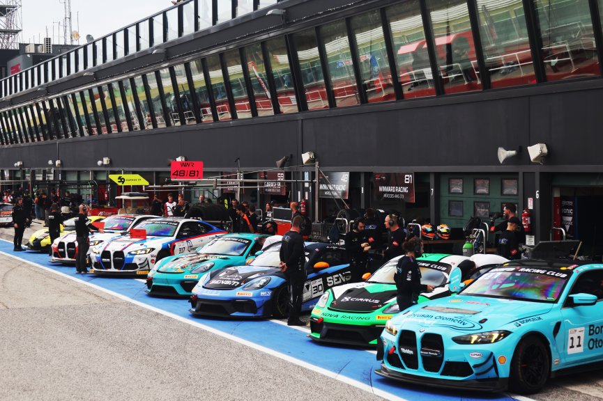 GT4 Cars in the pitlane
