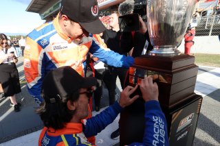 #3 - Team Speedcar - Benjamin LARICHE - Robert CONSANI - Audi R8 LMS GT4 and the GT4 Championship winning trophy
 | SRO / JEP