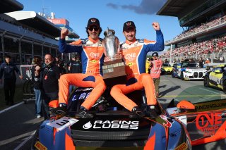 #3 - Team Speedcar - Benjamin LARICHE - Robert CONSANI - Audi R8 LMS GT4 and the GT4 Championship winning trophy
 | SRO / JEP