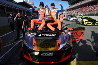 #3 - Team Speedcar - Benjamin LARICHE - Robert CONSANI - Audi R8 LMS GT4 and the GT4 Championship winning trophy
 | SRO / JEP